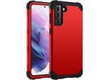 Custodia Per Samsung Galaxy S21 Fe 5G Hybrid 3In1 Pc E Tpu Antiurto, Custodia Resistente Rossa