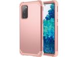 Custodia Per Samsung Galaxy S20 Fe 5G Hybrid 3In1 Pc E Tpu Antiurto, Custodia Resistente Oro Rosa
