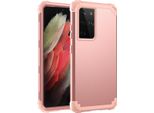 Custodia Per Samsung Galaxy S21 Ultra 5G Hybrid 3In1 Pc E Tpu Antiurto, Custodia Resistente Oro Rosa