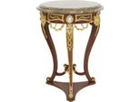 Casa Padrino Tavolino Barocco Marrone / Oro / Grigio Ø 55 X H. 78 Cm - Tavolino Rotondo In Legno Massiccio In Stile Barocco - Mobili Da Salotto Barocchi