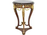 Casa Padrino Tavolino Barocco Marrone / Oro / Nero Ø 55 X H. 78 Cm - Tavolino Rotondo In Legno Massiccio In Stile Barocco - Mobili Da Salotto Barocchi