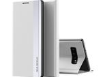 Custodia Galaxy S10, Laimtop Finto Cuoio Magnetic Flip Stand Case Per Samsung Galaxy S10 Bianco