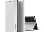 Galaxy S21 Ultra Case, Laimtop Finto Cuoio Magnetic Flip Stand Case Per Samsung Galaxy S21 Ultra 5G Bianco