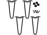 Vingo Gambe Da Tavolo A 2 Barre In Metallo Nero Corridori Da Tavolo Gamba Da Tavolo A Forcina 12 Mm, Gambe A Forcina In Acciaio, 4 Pezzi Gamba, 61 Cm