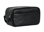 Leonhard Heyden Pelle Borsa Da Toilette Bergamo Washbag Black Nero