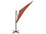 Vidaxl Ombrellone Semaforo Con Illuminazione A Led 250 Cm Terracotta