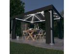 The Living Store Gazebo Con Tende E Luci Led 4X3 M Antracite