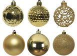 Ornamenti Natalizi In Plastica 6Cm Set Di 37 - Oro Chiaro