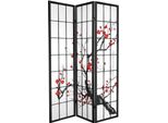 Divisorio Giapponese A Schermo Pieghevole Shoji Divisorio Giapponese A Schermo Pieghevole W135Xh180Cm Divisorio In 3 Pezzi Con Fiori Di Ciliegio Nero Divisorio Spagnolo A Parete Per La Privacy Parete Divisoria A Schermo -