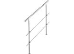 Kit Ringhiera Corrimano In Acciaio Inox Karpal Con/Senza Traverse Per Ringhiere Di Scale Interne Ed Esterne, Balcone (120 Cm, 2 Traverse)