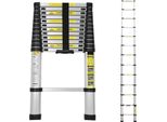 Scala Telescopica Wolketon Da 3,8 M, Scala In Alluminio Antiscivolo, Scala A Gradini Pieghevole Estensibile, Scala Multiuso Estensibile, Portata 150 Kg