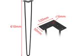 Karpal 4 Pezzi Gambe Del Tavolo Gambe A Forcina 2 Barre Gambe A Forcina 61Cm (24 Pollici) Per Scrivania, Tavolo Da Pranzo, Comodino, Armadi Tv, Nero