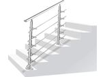 Kit Ringhiera Corrimano In Acciaio Inox Wolketon Con/Senza Traverse Per Ringhiere Di Scale Interne Ed Esterne, Balcone (80 Cm, 5 Traverse)