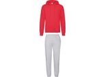 Tuta Da Jogging Fruit Of The Loom - Pantaloni E Felpa Con Cappuccio, Colore:Grigio E Rosso, Taglia:Xl