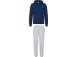 Tuta Da Jogging Fruit Of The Loom - Pantaloni Da Ginnastica E Felpa Con Cappuccio, Colore:Grigio E Blu, Taglia:S