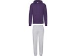 Tuta Da Jogging Fruit Of The Loom - Pantaloni E Felpa Con Cappuccio, Colore:Grigio E Viola, Taglia:L