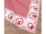 Tovaglia Resi Cervo A Scacchi Rosso, 100 % Cotone, In 100X100 Cm