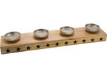 Portacandele Mango 71 Cm - 4 Piastre Per Candele In Alluminio - Modello: Quadrato