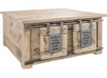 MASSIVMOEBEL24 | Railway #364 Cassapanca In Legno Di Mango - Laccato / Sbiancato 90X90X45