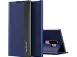 Custodia Galaxy S9 Plus, Laimtop Finto Cuoio Magnetic Flip Stand Case Per Samsung Galaxy S9 Plus Blu Navy