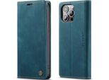 Custodia Per Iphone 13 Pro Max, Custodia Retrò In Finto Cuoio Con Funzione Stand Per Iphone 13 Pro Max Blu