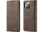 Custodia Per Iphone 13 Pro Max, Custodia Retrò In Finto Cuoio Con Funzione Stand Per Iphone 13 Pro Max Coffee
