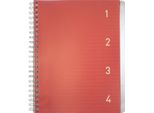 Kangaro K-58382 Quaderno A Spirale 4In1, Din A5, 100 Fogli, A Righe, Rosso