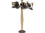 Casa Padrino Portacandele Liberty Color Oro Antico/Ruggine Ø 40 X H. 60 Cm - Elegante Portacandele Con Rose Decorative E Cristallo Swarovski - Accessori Decorativi Barocchi E Liberty