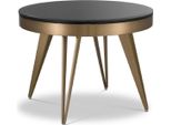Tavolino Casa Padrino Color Ottone / Nero Ø 60 X H. 45 Cm - Tavolino Rotondo In Acciaio Inox Con Piano In Vetro - Mobili Soggiorno - Mobili