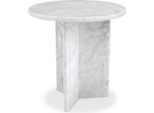 Tavolino Casa Padrino Bianco Ø 45 X H. 45 Cm - Tavolino Rotondo In Marmo Di Carrara Di Alta Qualità - Mobili In Marmo