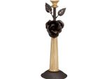Casa Padrino Portacandele Art Nouveau Color Oro Antico / Ruggine Ø 14 X H. 40 Cm - Elegante Portacandele Con Rosa Decorativa E Cristallo Swarovski - Accessori Barocco E Art Nouveau Deco
