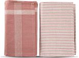 Asciugamani Da Tè Sterzbachs In Cotone - Strisce Uni - Asciugamani Da Cucina 50X70 Cm - Set Di 2 - Asciugamani Da Cucina 240 Gsm - Asciugamani Da Cucina Asciutti - Asciugamani Da Tè Rosa