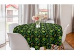 Abakuhaus Tovaglia Rotonda Esotica, Foglie Tropicali, Tovaglia Circolare Per Sala Da Pranzo, Decorazione Per Cucina, 150 Cm, Grigio Antracite E Verde Lime