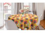 Abakuhaus Tovaglia Rotonda Con Motivi Floreali, Motivo Estivo Con Girasoli, Tovaglia Circolare Per Sala Da Pranzo E Cucina, 150 Cm, Senape Multicolore