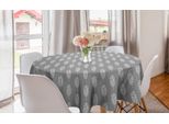 Abakuhaus Tovaglia Rotonda Astratta, Foglie O Piume A Strisce, Tovaglia Circolare Per Sala Da Pranzo, Decorazione Cucina, 150 Cm, Bianco Grigio Chiaro