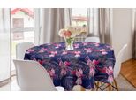 Abakuhaus Tovaglia Rotonda Acquerellata, Foglie Di Fenicotteri Esotici, Tovaglia Circolare Per Sala Da Pranzo, Decorazione Cucina, 150 Cm, Blu Notte Magenta
