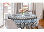 Abakuhaus Tovaglia Angolare Rotonda, Zigzag Moderni, Tovaglia Circolare Per Sala Da Pranzo Decorazione Cucina, 150 Cm, Blu Cielo Grigio Antracite