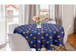 Abakuhaus Tovaglia Rotonda, Sole, Pianeti E Telescopio, Tovaglia Circolare Per Sala Da Pranzo, Decorazione Per Cucina, 150 Cm, Lavanda Scura Giallo