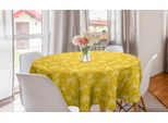 Abakuhaus Tovaglia Rotonda Autunnale, Rami Autunnali Giallo Terra, Tovaglia Circolare Per Sala Da Pranzo, Decorazione Cucina, 150 Cm, Giallo Terra E Bianco