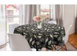 Abakuhaus Tovaglia Rotonda Con Motivi Floreali, Farfalle, Tovaglia Circolare Per Sala Da Pranzo, Decorazione Cucina, 150 Cm, Grigio Scuro Champagne