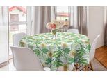 Abakuhaus Tovaglia Rotonda Da Giardinaggio, Foglie Fiori Arte Botanica, Tovaglia Circolare Per Sala Da Pranzo Cucina Decorazione, 150 Cm, Verde E Giallo Pastello
