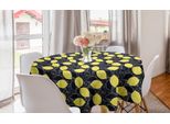 Abakuhaus Tovaglia Rotonda Con Motivi Fruttati, Disegni Di Limoni E Fiori, Tovaglia Circolare Per Sala Da Pranzo E Cucina, 150 Cm, Grigio Antracite E Giallo