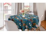 Abakuhaus Tovaglia Rotonda Botanica, Fiori Tropicali E Uccelli, Tovaglia Circolare Per Sala Da Pranzo E Decorazione Della Cucina, 150 Cm, Multicolore
