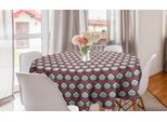 Abakuhaus Tovaglia Rotonda Vintage, Fiori Romantici, Tovaglia Circolare Per Sala Da Pranzo, Decorazione Cucina, 150 Cm, Melanzana, Azzurro Pallido E Corallo