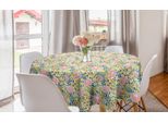 Abakuhaus Tovaglia Rotonda Botanica, Opera D'arte Pastello Con Motivi Floreali, Tovaglia Rotonda Per Sala Da Pranzo E Cucina, 150 Cm, Rosa Cipria, Verde Lime, Senape