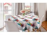 Abakuhaus Tovaglia Rotonda Vivace, Foglie Tropicali Wild Flower, Tovaglia Circolare Per Sala Da Pranzo, Decorazione Cucina, 150 Cm, Bianco Multicolore