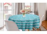 Abakuhaus Tovaglia Rotonda In Stile Nautico, Pesci Su Onde Marine Sfumate, Tovaglia Circolare Per Decorazione Sala Da Pranzo Cucina, 150 Cm, Azzurro