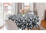 Abakuhaus Tovaglia Rotonda Con Motivi Frutta, Frutta Estiva Mele Banane, Tovaglia Rotonda Per Sala Da Pranzo Cucina Decorazione, 150 Cm, Blu Scuro-Bianco E Giallo