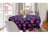 Abakuhaus Tovaglia Rotonda Rosa Scuro, Pois Fioriti, Tovaglia Circolare Per Sala Da Pranzo, Decorazione Cucina, 150 Cm, Rosa Indaco