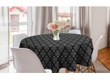 Abakuhaus Tovaglia Rotonda Con Motivi Floreali, Damasco Victorian Flourish, Tovaglia Circolare Per Sala Da Pranzo, Decorazione Cucina, 150 Cm, Grigio Antracite E Bianco